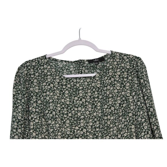Lulus Mini Dress Size Large Green Floral Ruffle Feminine Dainty Blooming Darling - Picture 4 of 13